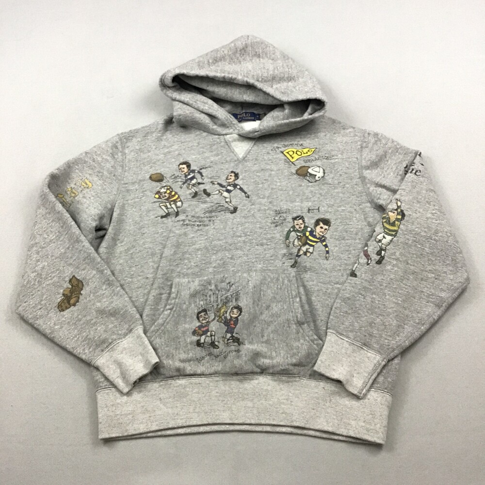 Polo Ralph Lauren Hoodie Men Medium Gray St. Andrews Rugby Sketch Pullover M